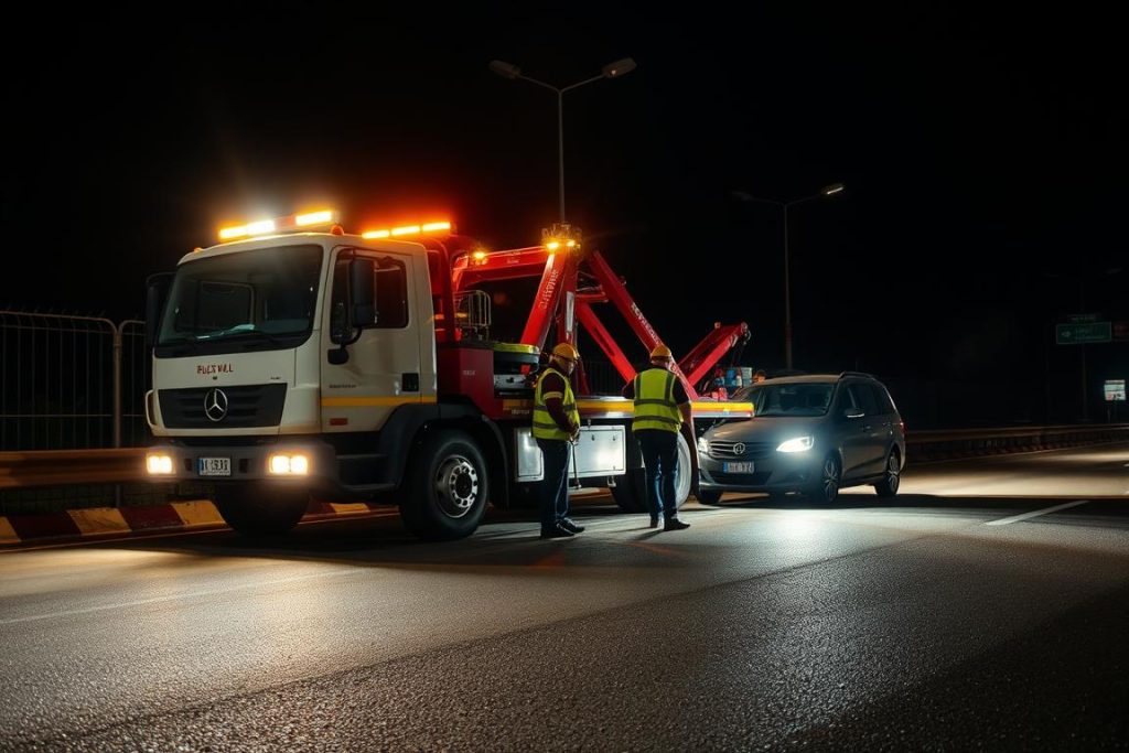 Bolu Oto Kurtarıcı ekibi gece vakti yol kenarında arızalı araca müdahale ediyor Bolu Oto Kurtarıcı ekibi gece vakti yol kenarında arızalı araca müdahale ediyor
