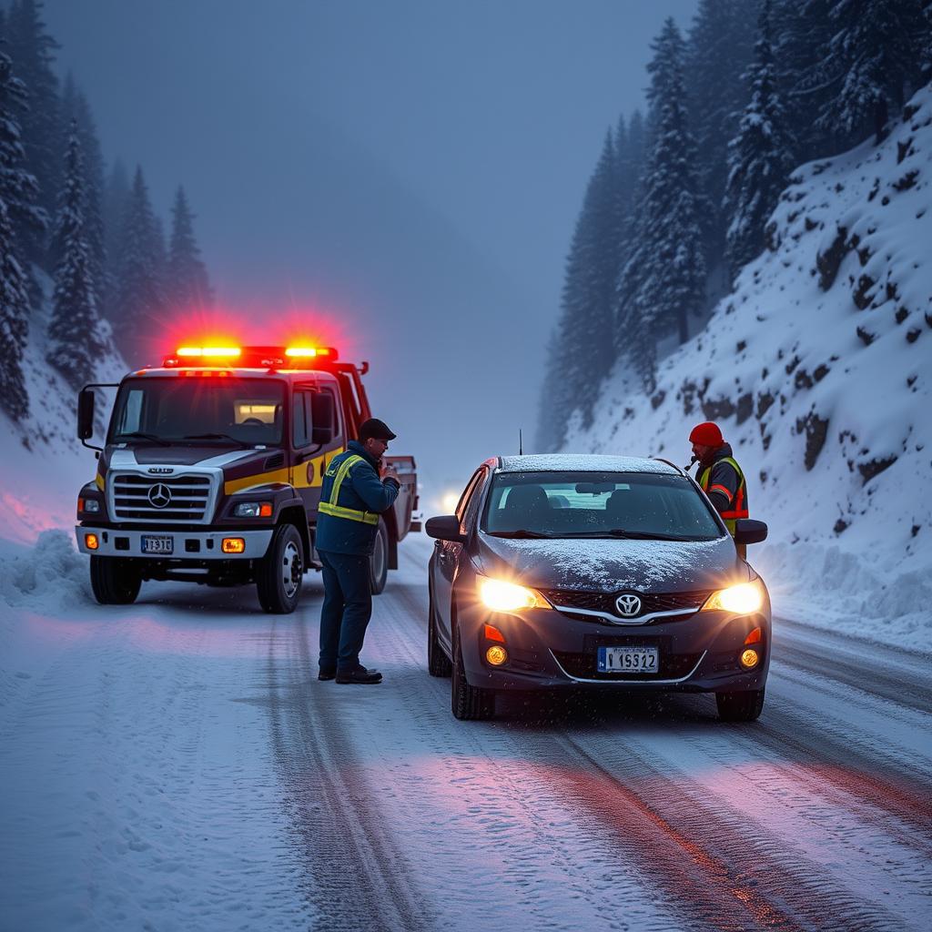 Bolu'da acil yol yardım ekibi kar yağışı altında çalışıyor Bolu'da acil yol yardım ekibi kar yağışı altında çalışıyor