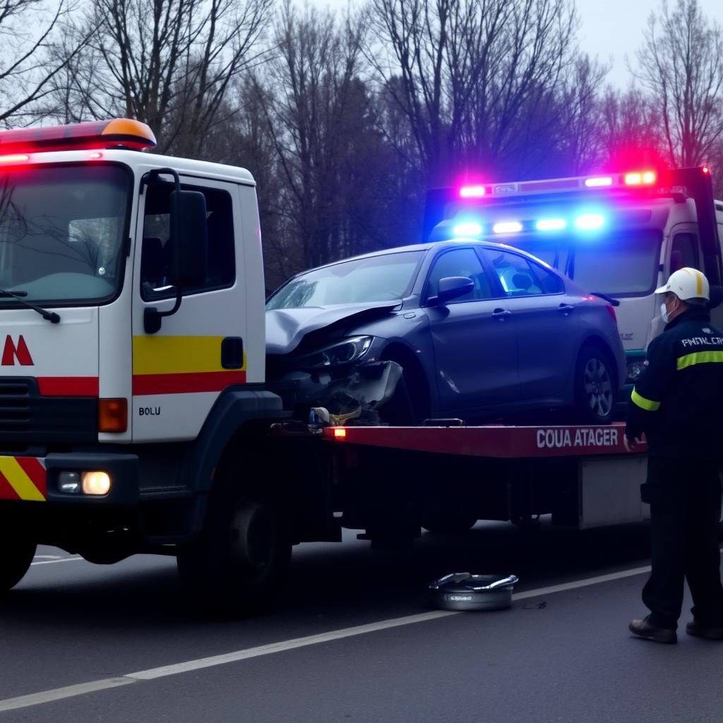 Bolu'da kaza sonrası araç kurtarma hizmeti Bolu'da kaza sonrası araç kurtarma hizmeti