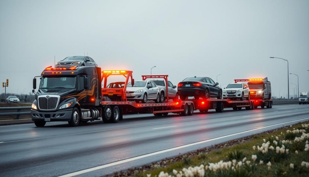 Bolu'dan şehirlerarası araç nakliyesi yapan oto kurtarıcı konvoyu Bolu'dan şehirlerarası araç nakliyesi yapan oto kurtarıcı konvoyu